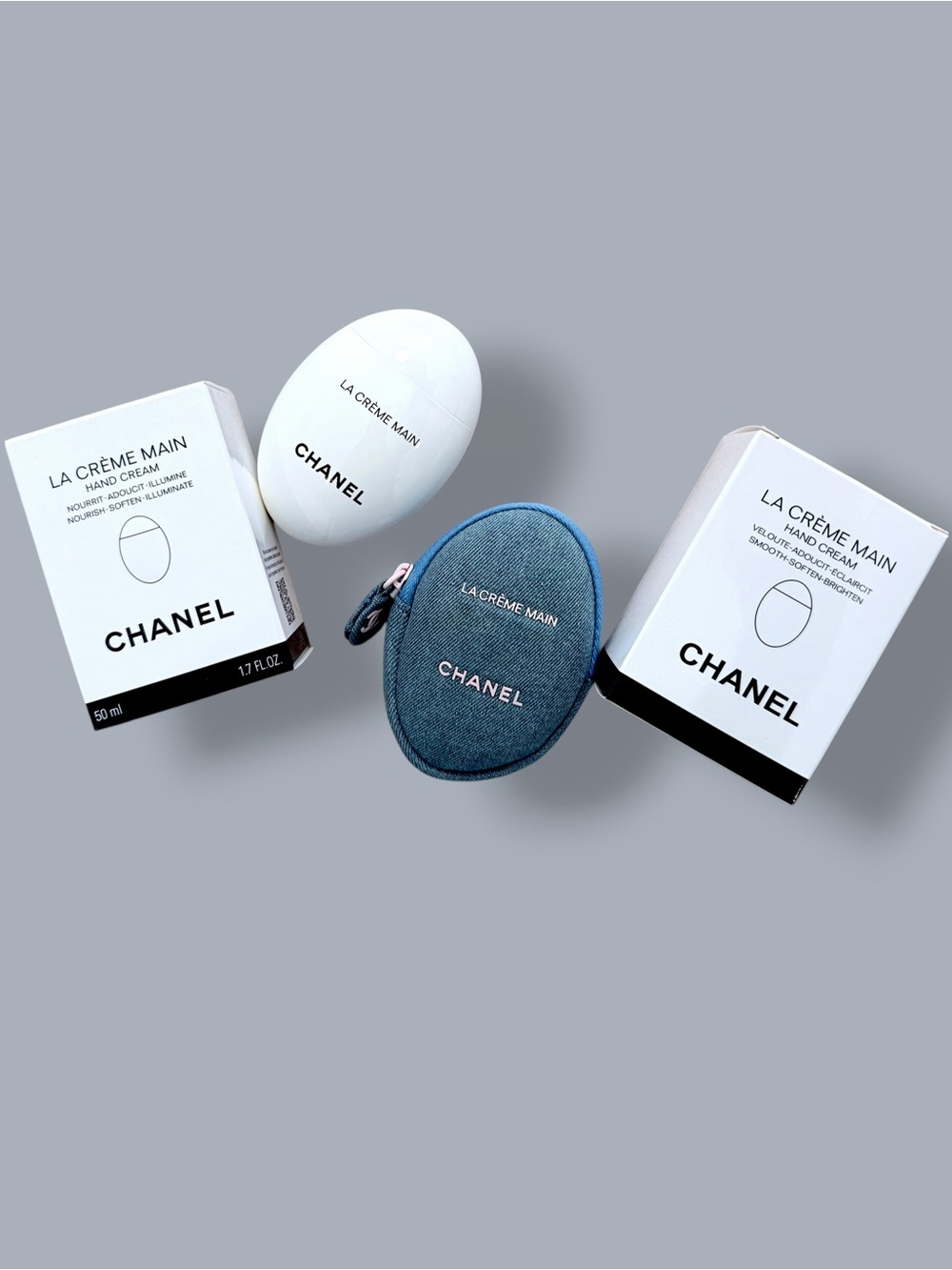 Chanel La Crème Main 50 mL + Blue Denim Pouch with Boxes